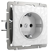 Розетка с заземлением без рамки Werkel Hammer 1-м. шторки белый